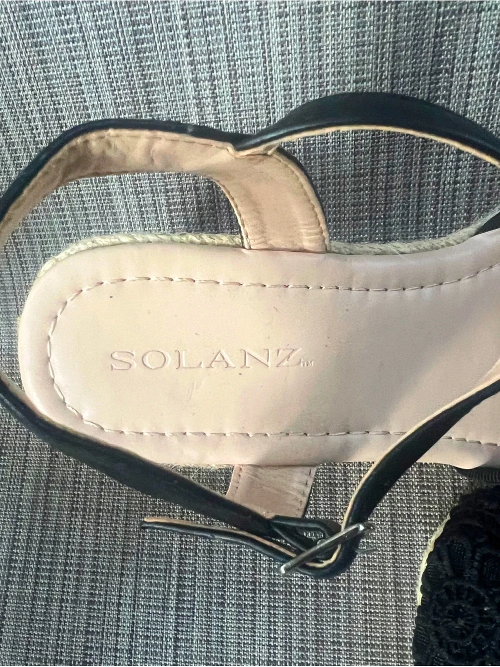 Solano Women's Black Lace Espadrille Wedge Sandals Sz 7.5